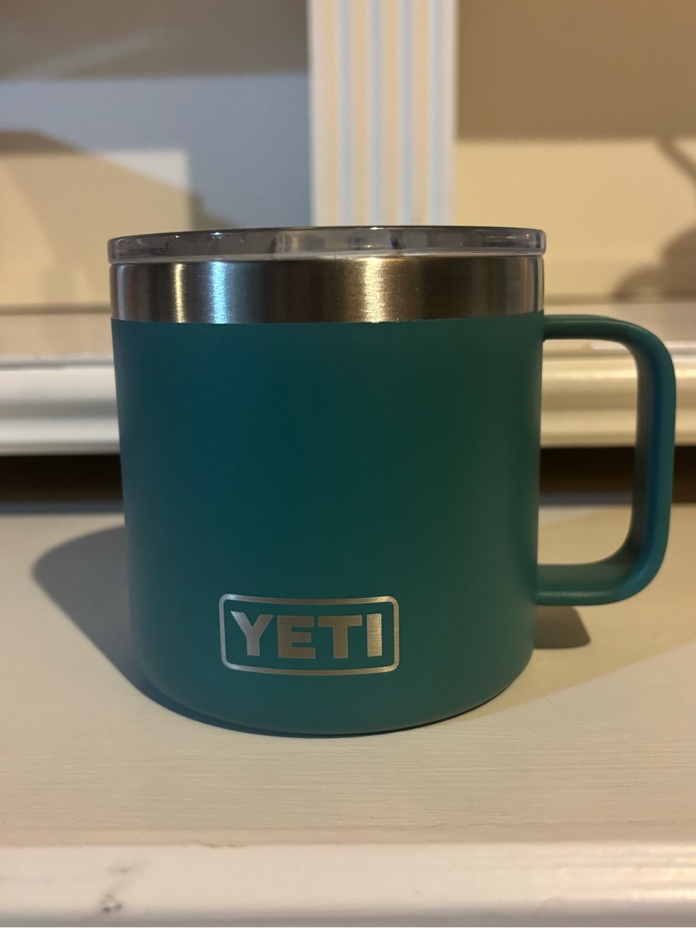 Yeti Rambler, 14 oz, in teal. Perfect condition. Keeps drinks hot or cold!